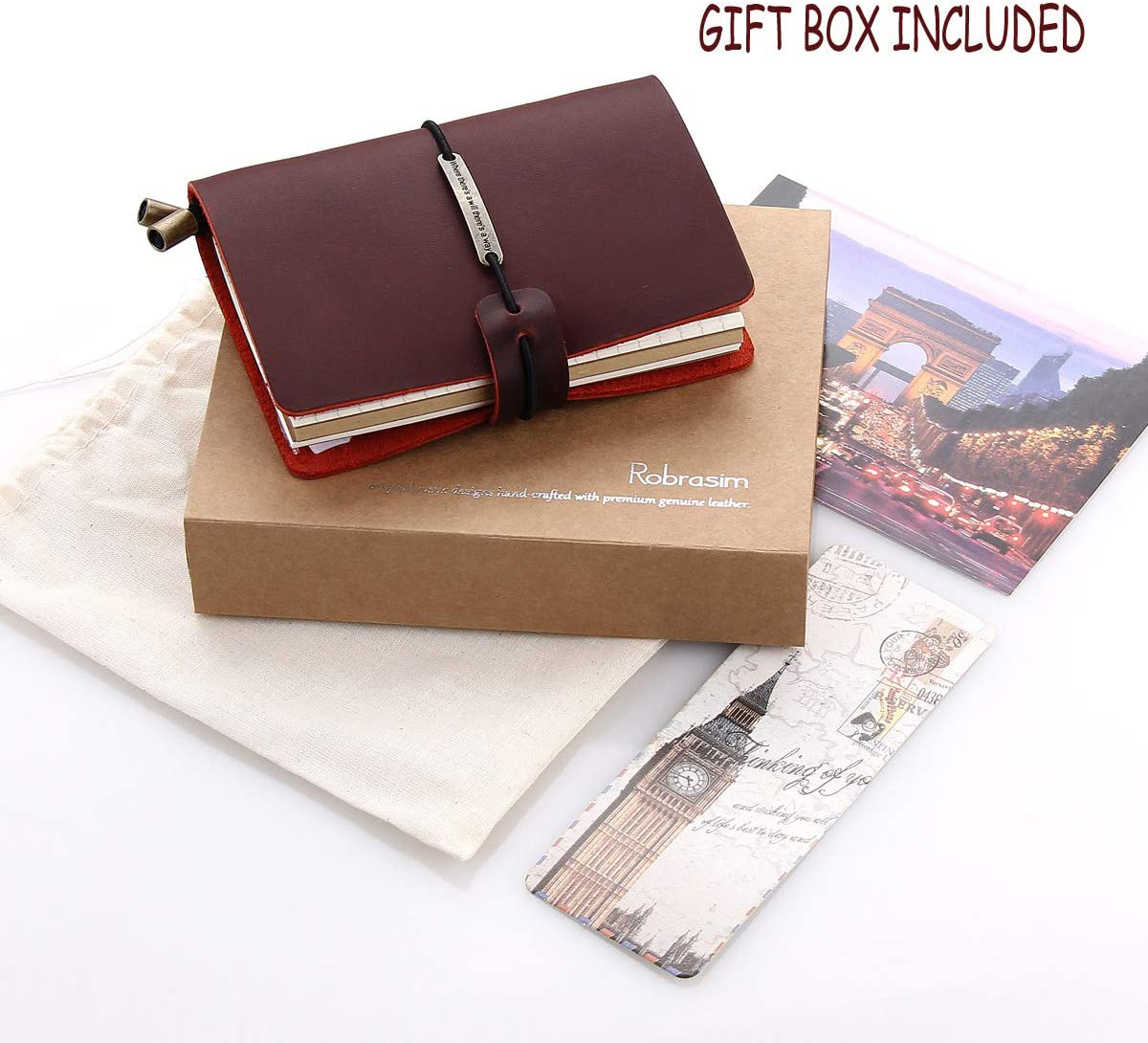 Refillable Handmade Travelers Notebook, Leather Travel Journal Notebook for Men & Women, Perfect for Writing, Gifts, Travelers, 5.2" x 4" Inches - Wine Arts & Entertainment > Party & Celebration > Gift Giving Robrasim   