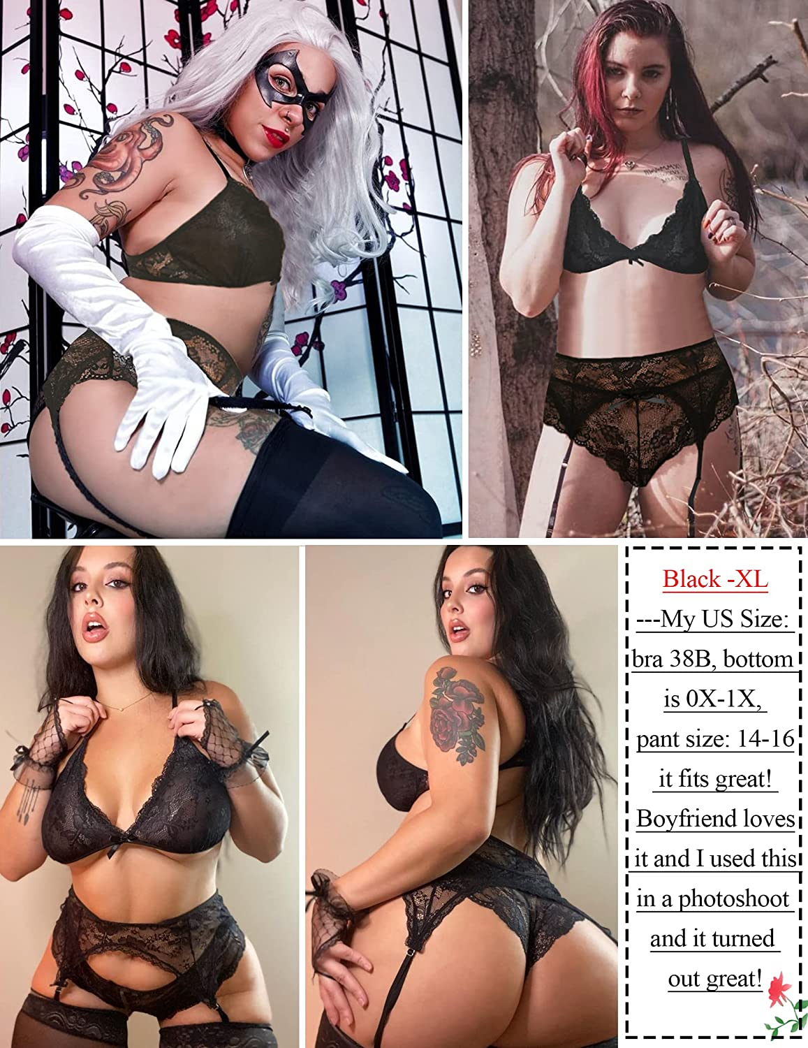 Avidlove Women Lace Lingerie Set with Garter Belts Strap Babydoll Bralette Bra and Panty Set Apparel & Accessories > Clothing > Underwear & Socks > Lingerie Avidlove   