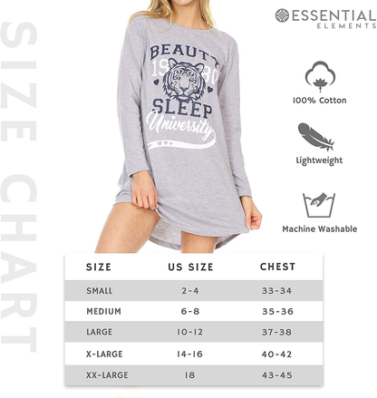 Essential Elements 3 Pack: Womens 100% Cotton Sleep Shirt - Soft Printed Sleep Dress Nightgown Sleepwear Pajama Nightshirt Apparel & Accessories > Clothing > Sleepwear & Loungewear > Nightgowns Kylie Max   
