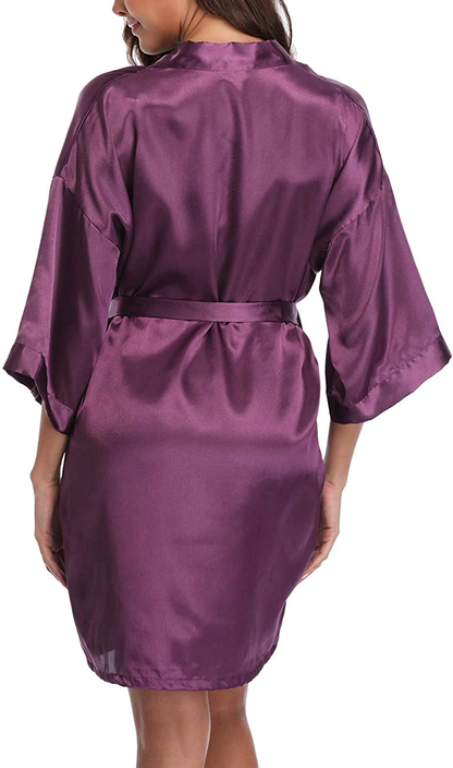 Old-Times Women'S Pure Color Silk Kimono Short Robes for Bridesmaids and Bride Apparel & Accessories > Clothing > Sleepwear & Loungewear > Robes Old-Times   