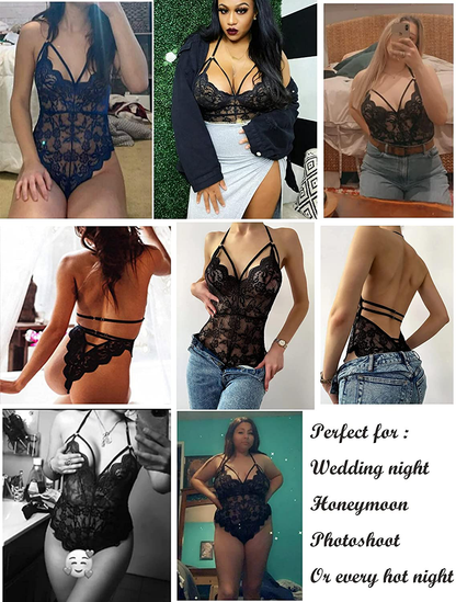 Avidlove Teddy Lingerie for Women Snap Crotch Lace Bodysuit Strappy One Piece Babydoll Apparel & Accessories > Clothing > Underwear & Socks > Lingerie Avidlove   