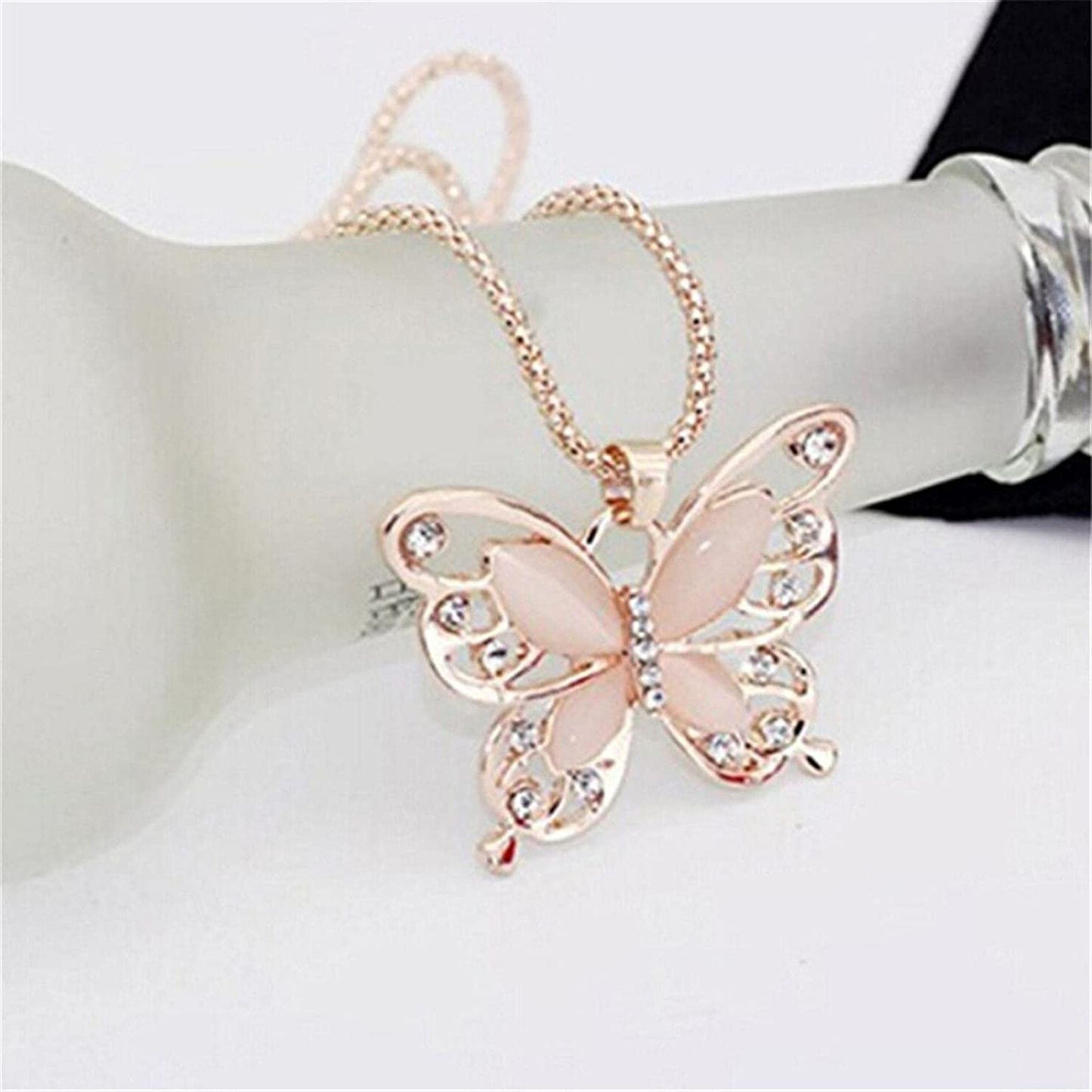 Sollarisy Butterfly Necklace Hollow Opal Chain Necklace Sweater Chain Women Necklace Alloy Necklace Dating Pendant Gifts for Women and Girls Arts & Entertainment > Party & Celebration > Gift Giving Generic   