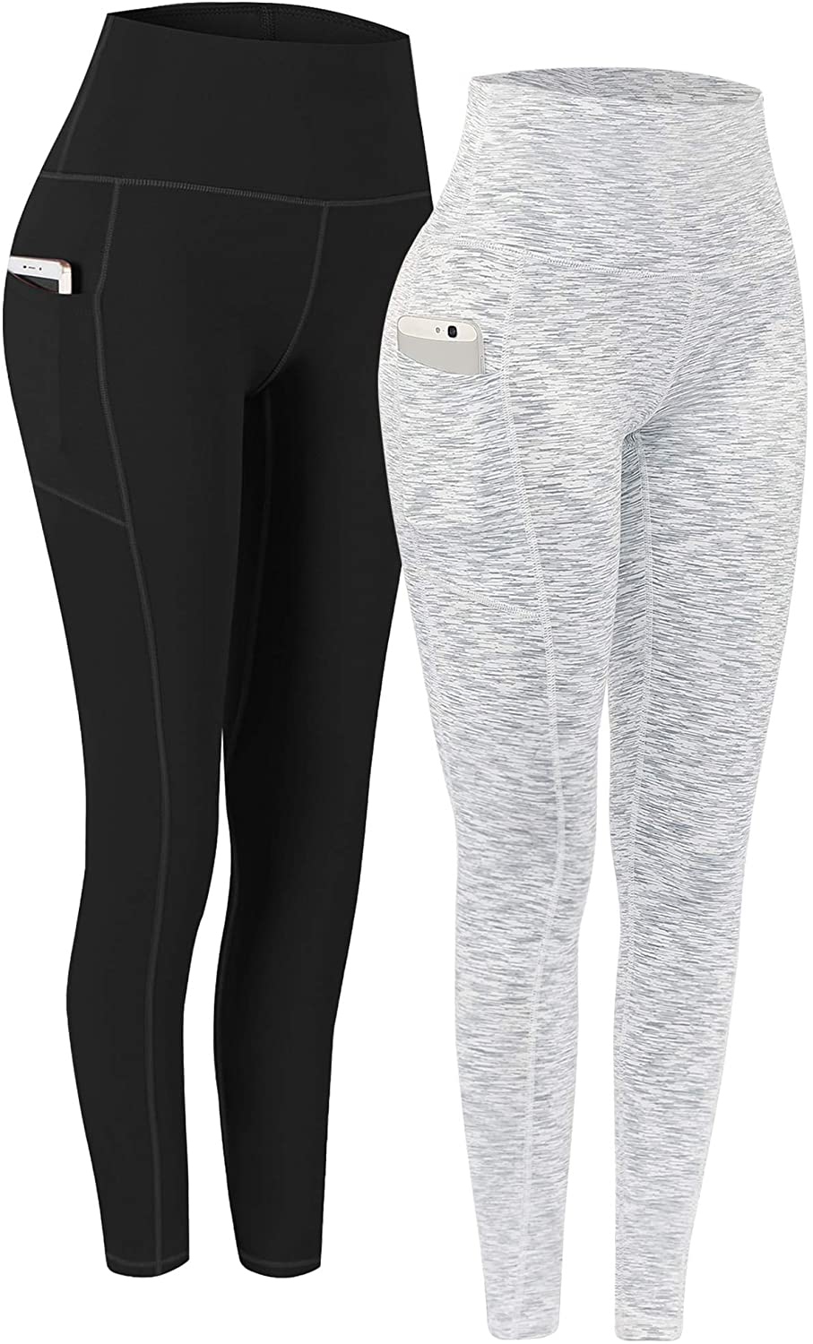 Fengbay 2 Pack High Waist Yoga Pants, Pocket Yoga Pants Tummy Control Workout Running 4 Way Stretch Yoga Leggings Apparel & Accessories > Clothing > Activewear Fengbay Black & 1203 White XX-Large 