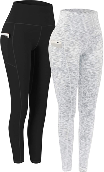 Fengbay 2 Pack High Waist Yoga Pants, Pocket Yoga Pants Tummy Control Workout Running 4 Way Stretch Yoga Leggings Apparel & Accessories > Clothing > Activewear Fengbay Black & 1203 White XX-Large 