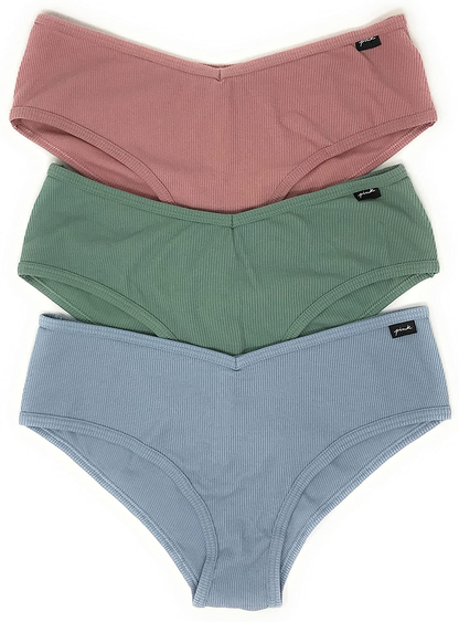 Victoria'S Secret Pink Cheekster Panty Set of 3  Victoria's Secret Ribbed Damsel Pink / Seasalt / Lt Teal Large 