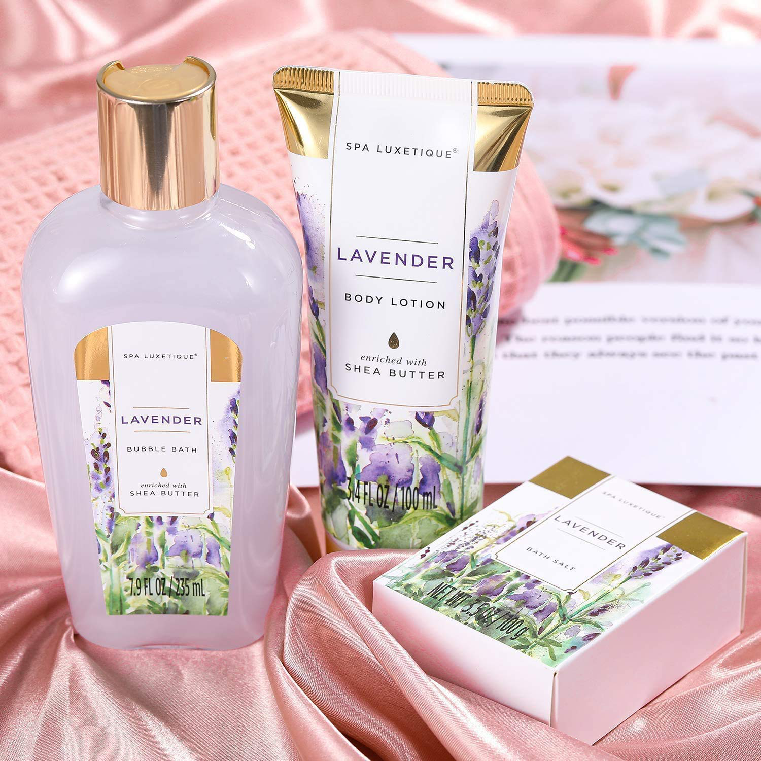 Gift Basket for Women - Spa Luxetique Gifts for Women, 8 Pcs Lavender Spa Set with Body Lotion, Bath Salt, Bath Bombs, Home Relaxing Spa Gifts for Mom, Christmas Gifts for Women Arts & Entertainment > Party & Celebration > Gift Giving spa luxetique   