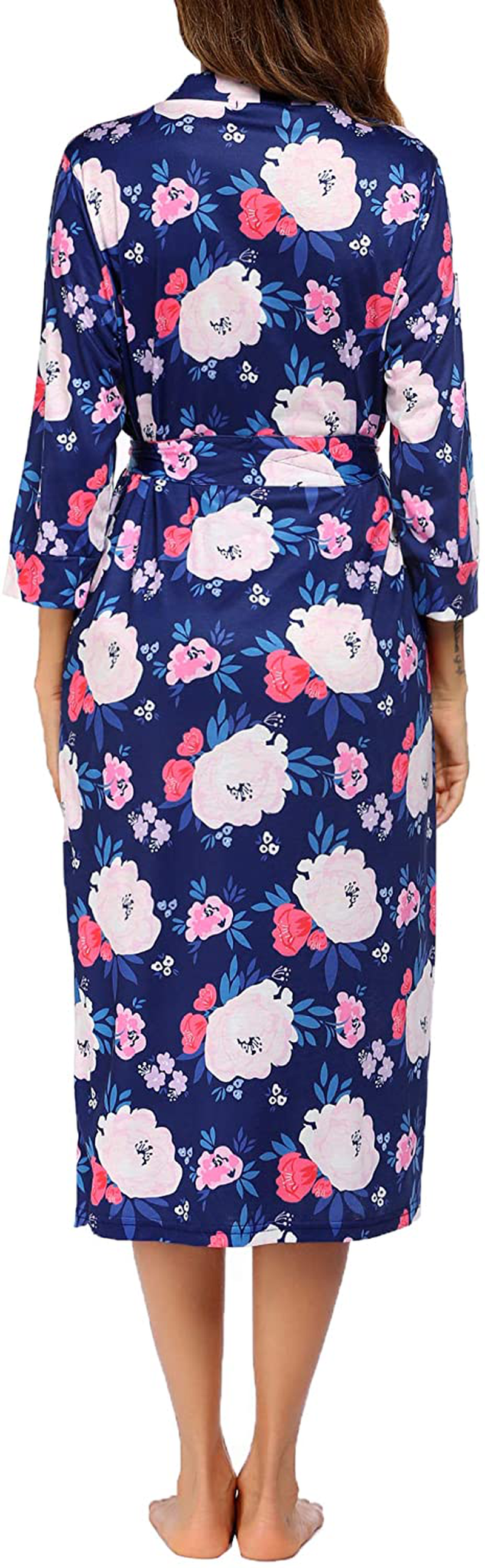 MAXMODA Women Kimono Robes Long Knit Bathrobe Soft Robe Casual Ladies Loungewear S-3XL Apparel & Accessories > Clothing > Sleepwear & Loungewear > Robes Kylie Max   