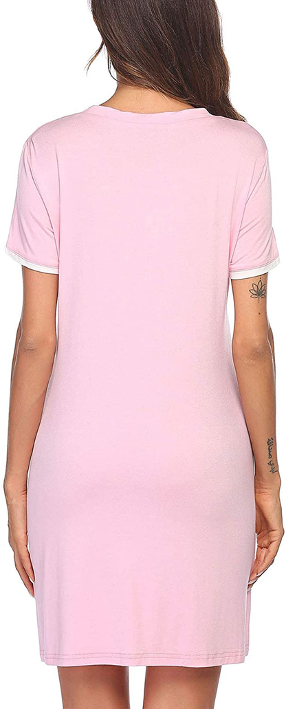 Ekouaer Short Sleeve Nightgowns for Women, Women'S Button down Sleepwear Classical Sleep Shirt Dress Apparel & Accessories > Clothing > Sleepwear & Loungewear > Nightgowns Kylie Max   