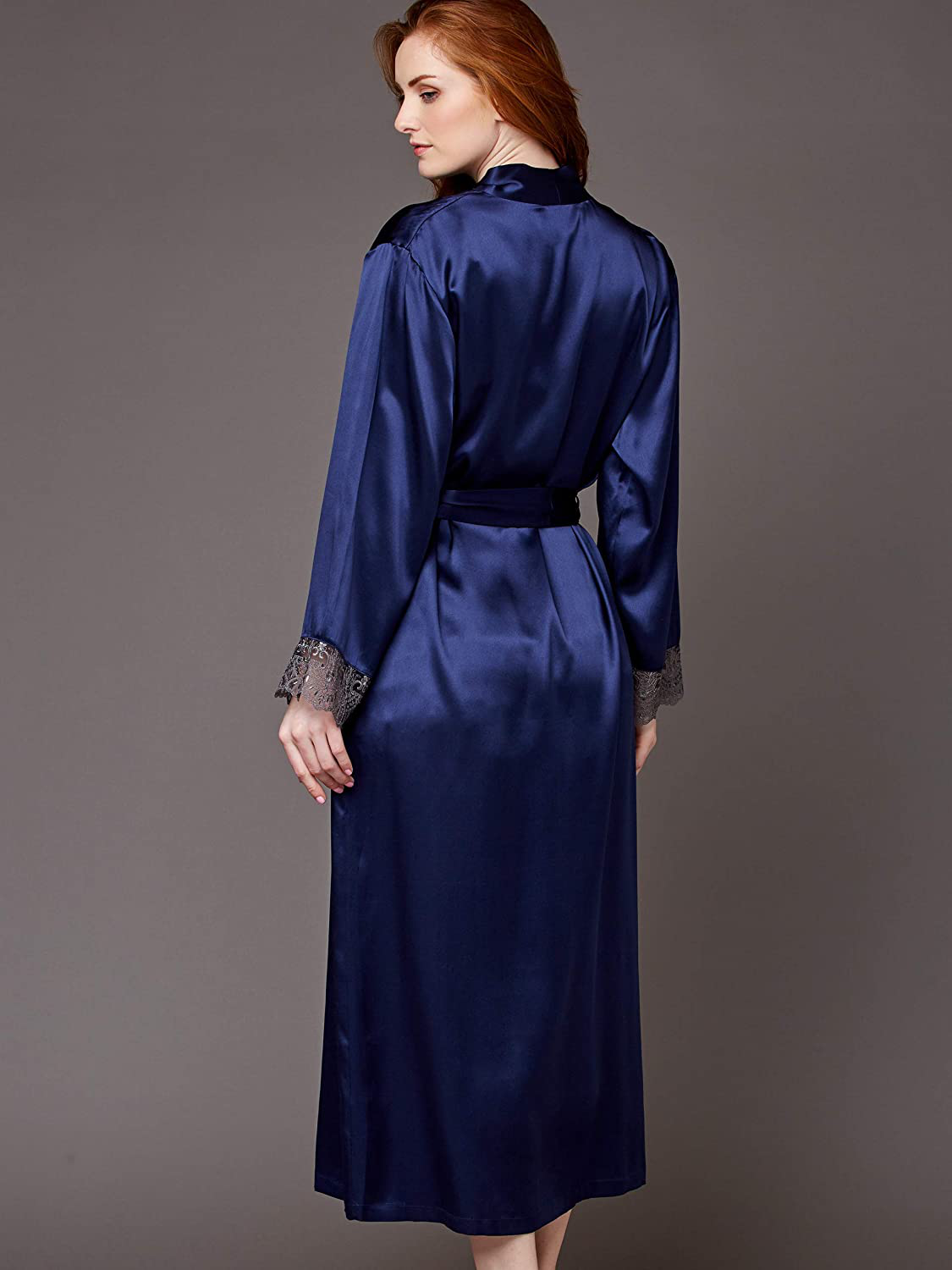 Julianna Rae Women'S Silk Robe, Full Length, Lace Trim, 2 Pocket, Le Soir Dream Apparel & Accessories > Clothing > Sleepwear & Loungewear > Robes Julianna Rae   
