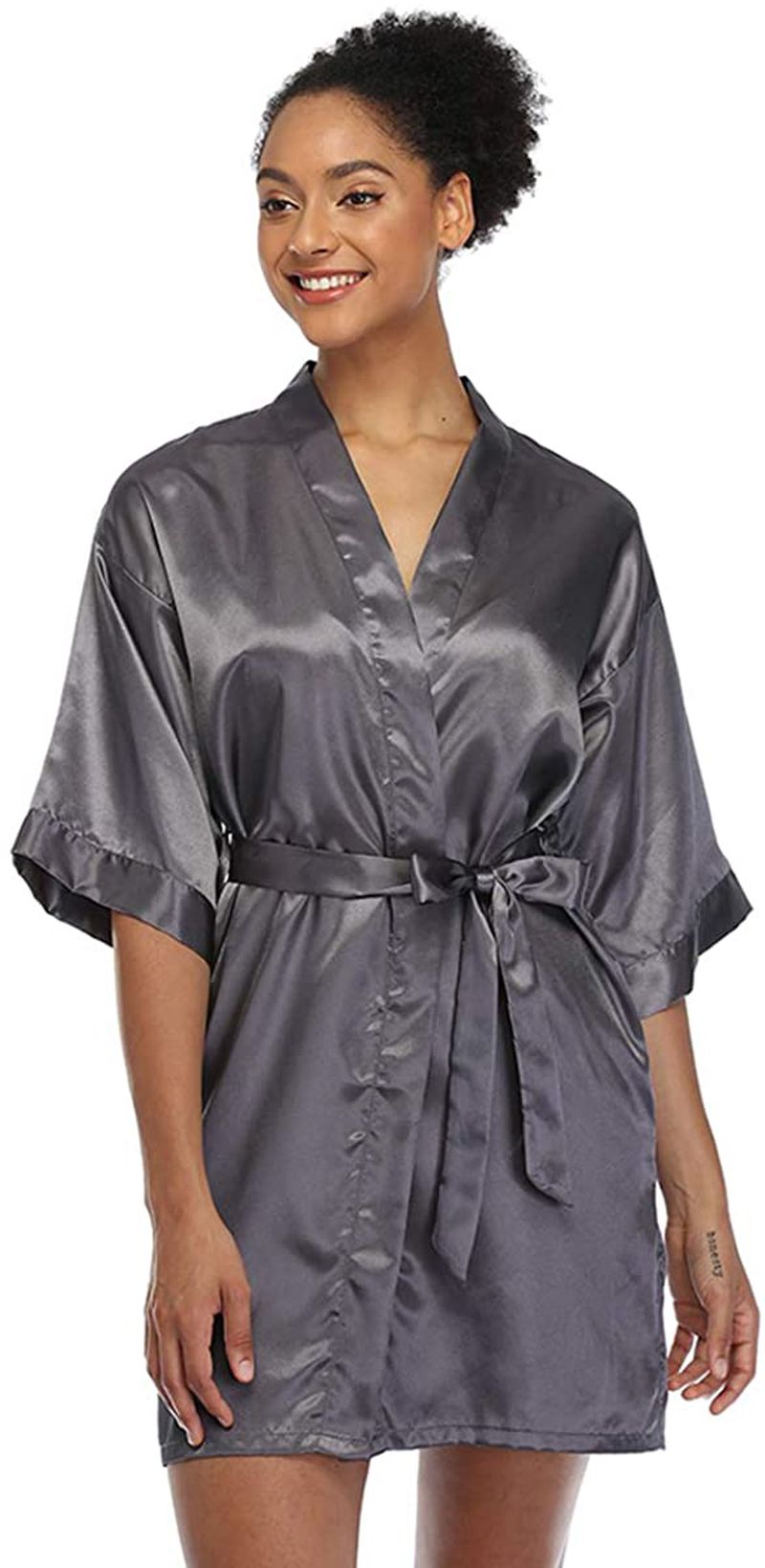 Short Silky Robe for Women Bridal Lightweight Sleepwear Satin Kimono Bathrobe Apparel & Accessories > Clothing > Sleepwear & Loungewear > Robes Ferrendo   