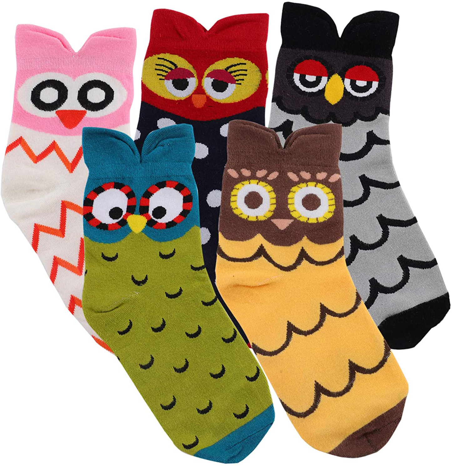 Jeasona Women's Fun Socks Cute Cat Animals Funny Funky Novelty Cotton Gifts Arts & Entertainment > Party & Celebration > Gift Giving Jeasona Multicoloured Owl  