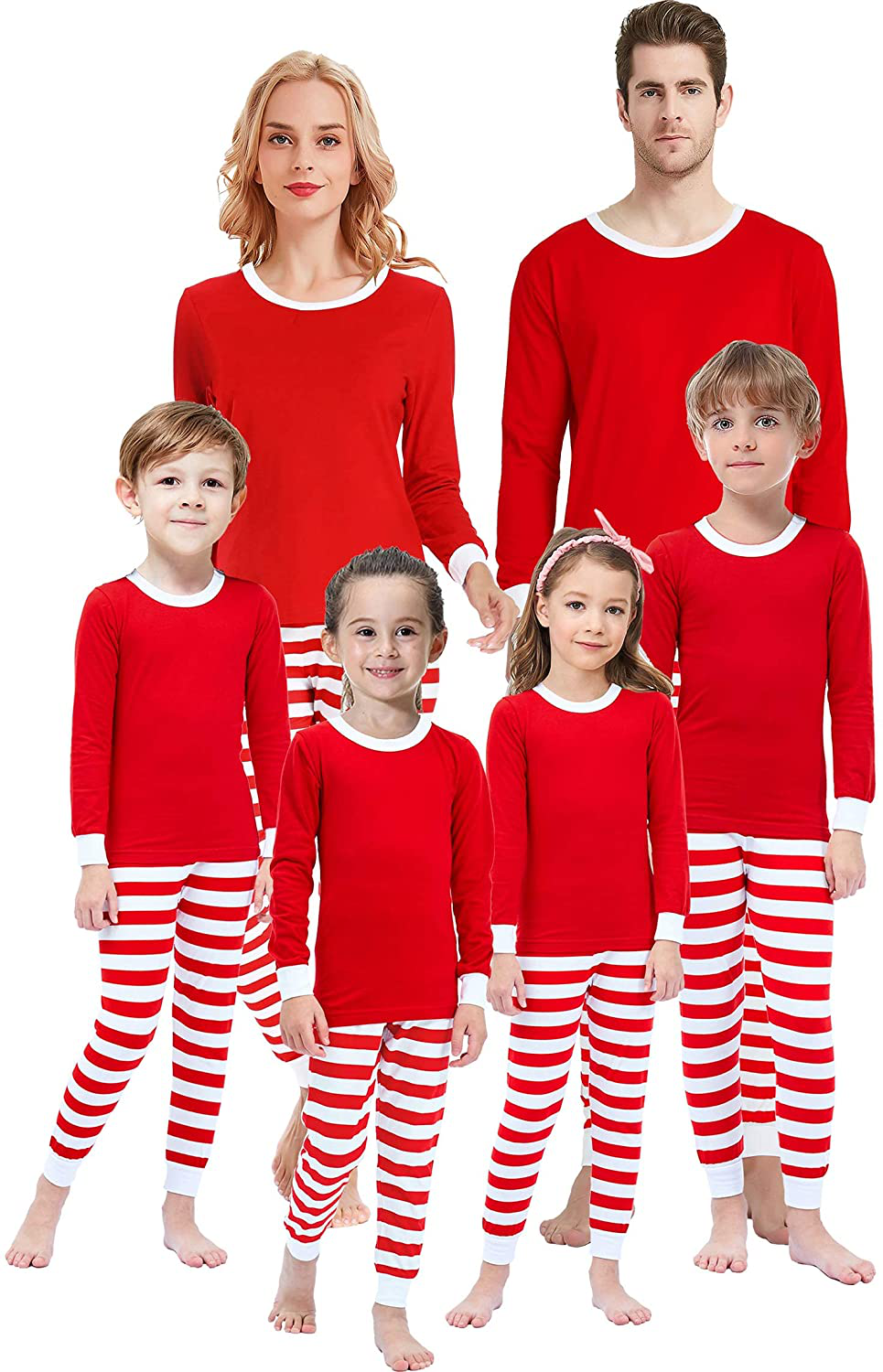 Matching Family Pajamas for Women Men Christmas Red Striped Jammies Holiday Cotton Pjs Clothes Mum and Dad Pyjamas Apparel & Accessories > Clothing > Sleepwear & Loungewear > Pajamas Kylie Max   