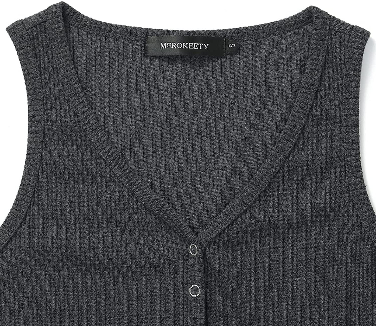 MEROKEETY Womens V Neck Tank Tops Summer Sleeveless Ribbed Button Casual Henley Shirts Apparel & Accessories > Clothing > Activewear Kylie Max   