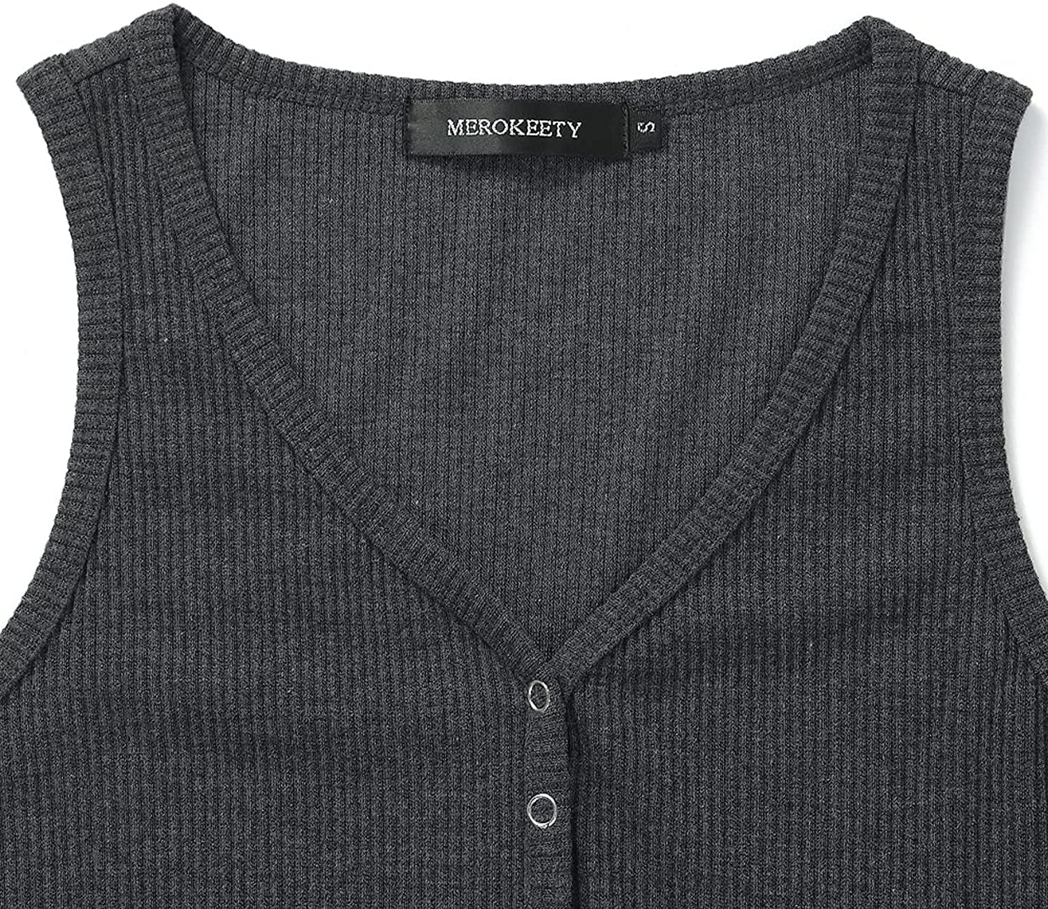 MEROKEETY Womens V Neck Tank Tops Summer Sleeveless Ribbed Button Casual Henley Shirts Apparel & Accessories > Clothing > Activewear Kylie Max   