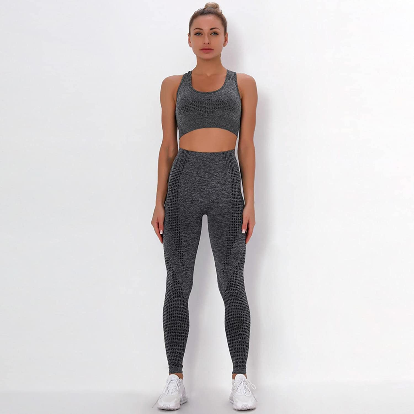 Burband Womens Ribbed Seamless Yoga Outfits 2 Piece Tracksuits Sports Bra Seamless Leggings Yoga Gym Workout Set Activewear Apparel & Accessories > Clothing > Underwear & Socks > Shapewear Burband   