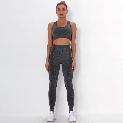 Burband Womens Ribbed Seamless Yoga Outfits 2 Piece Tracksuits Sports Bra Seamless Leggings Yoga Gym Workout Set Activewear Apparel & Accessories > Clothing > Underwear & Socks > Shapewear Burband   