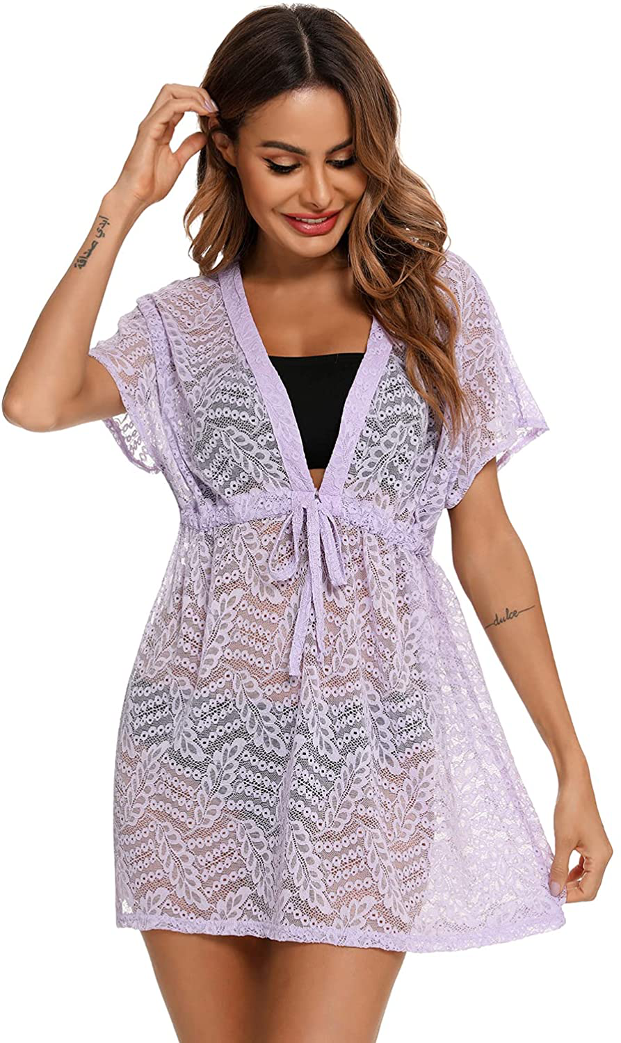 EISHOPEER Women'S Bathing Suit Cover Ups Sexy Swimwear Lace Beach Bikini Cover-Ups Apparel & Accessories > Clothing > Swimwear Kylie Max   