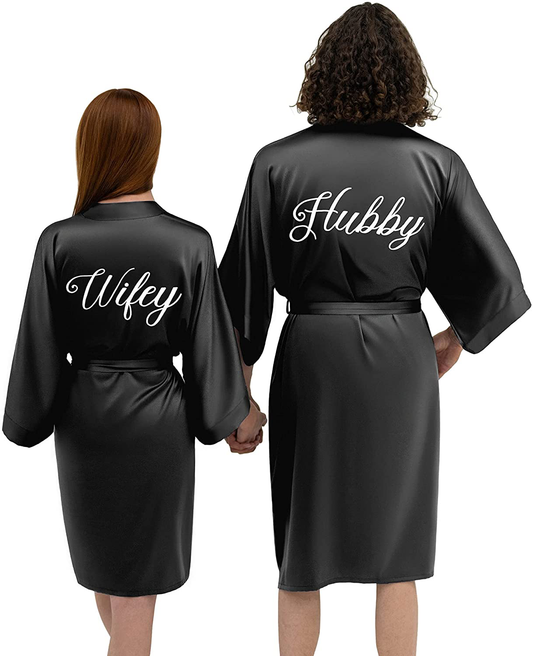 AW BRIDAL Matching Robes for Couples, 2Pcs Mr and Mrs Robes Satin Couple Robes Sleepwear Wedding Gifts for Women Men Apparel & Accessories > Clothing > Sleepwear & Loungewear > Robes Kylie Max   