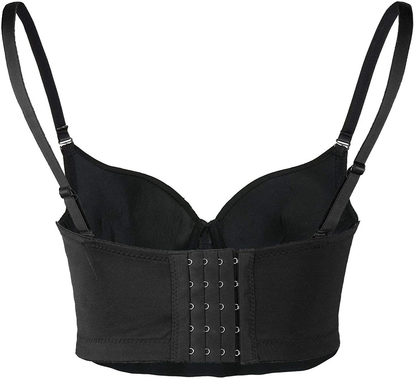 ELLACCI Women'S Rhinestone Diamond Push up Bustier Crop Top Sexy Punk Corset Bra Black Apparel & Accessories > Clothing > Underwear & Socks > Lingerie ELLACCI   