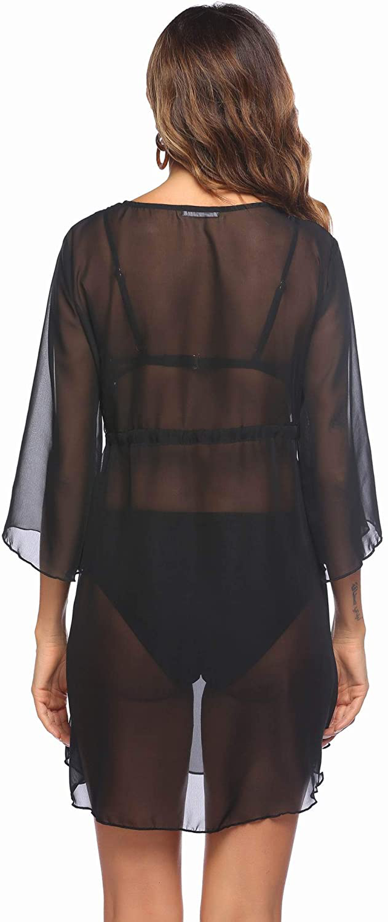 Ekouaer Cover up Women Bathing Suit Coverups Short Swim Cardigan Chiffon Pool Kimino Sheer Bikini Beachdress Apparel & Accessories > Clothing > Swimwear Kylie Max   