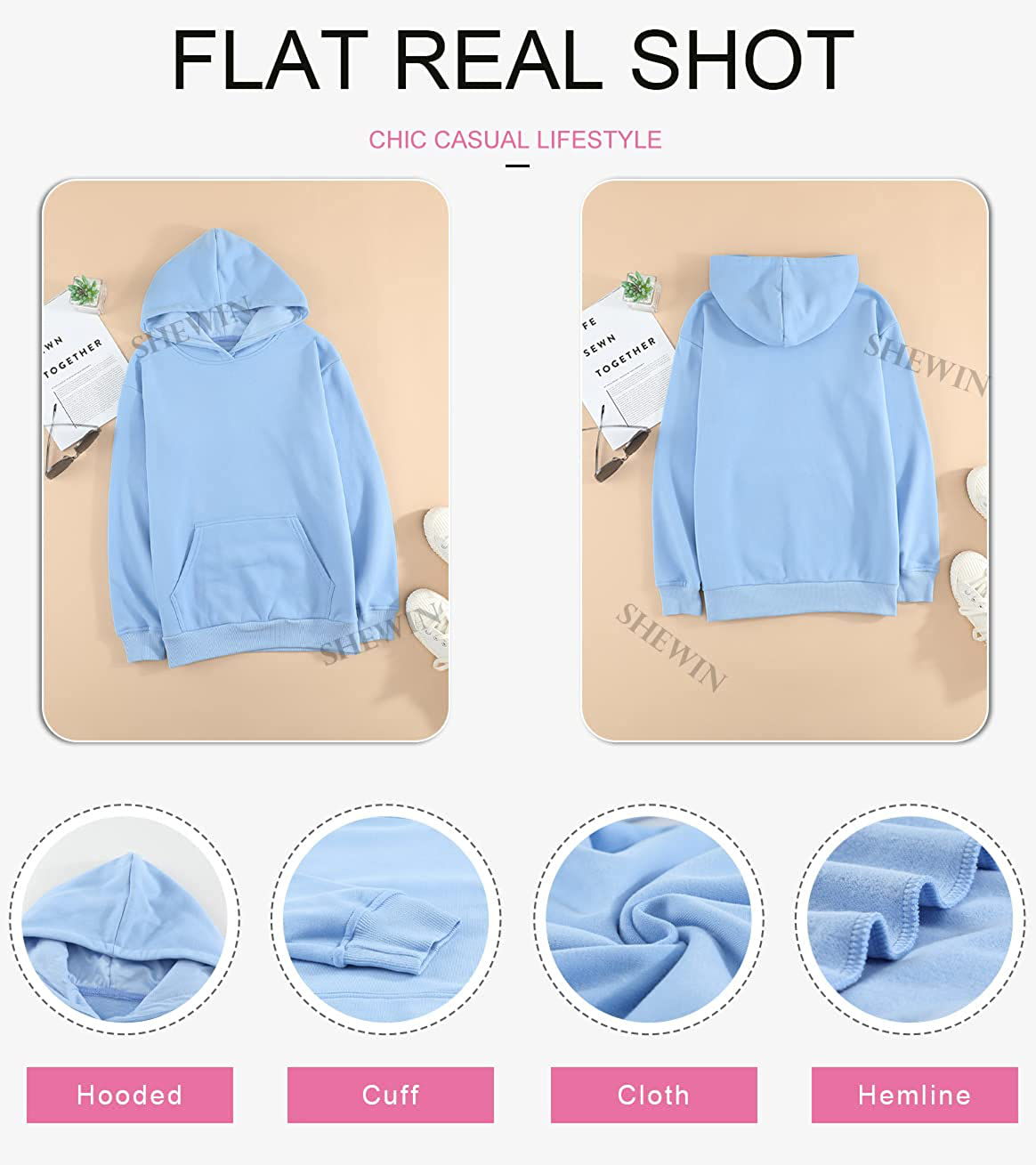 SHEWIN Women'S Casual Hoodies Long Sleeve Solid Lightweight Pullover Tops Loose Sweatshirt with Pocket Apparel & Accessories > Clothing > Activewear Kylie Max   