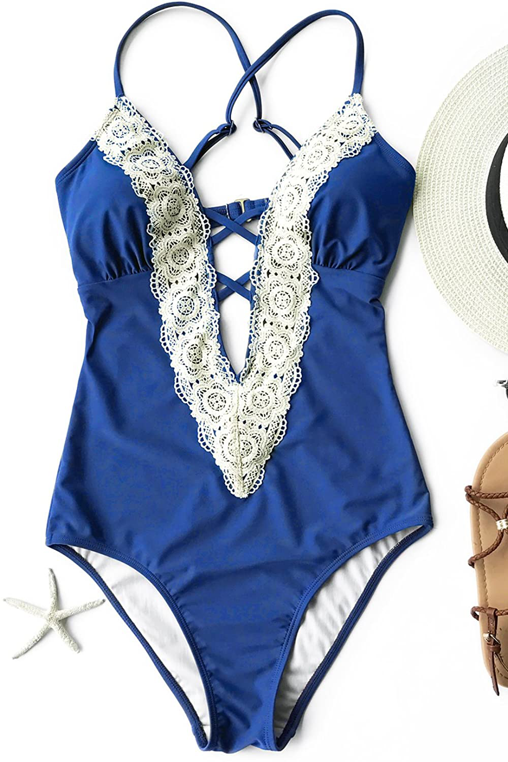 CUPSHE Women'S Ladies Vintage Lace Bikini Sets Beach Swimwear Bathing Suit Apparel & Accessories > Clothing > Swimwear Kylie Max   