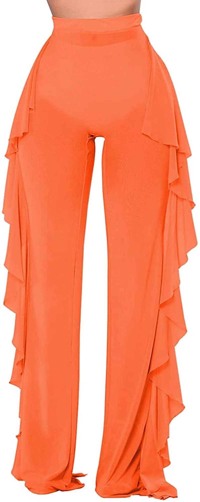 Willow Dance Women'S Perspective Sheer Mesh Ruffle Pants Swimsuit Bikini Bottom Cover up Pants Apparel & Accessories > Clothing > Swimwear Kylie Max   