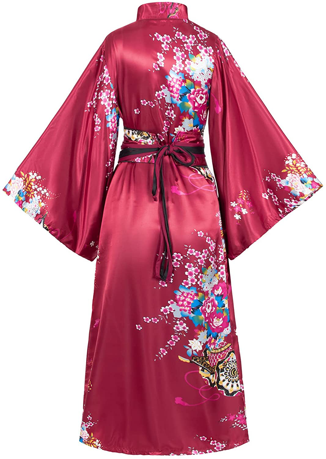 Japanese Anime Women'S Kimono Robe Geisha Yukata Sweet Dress Blossom Satin Bathrobe Sleepwear Fans Tabi Socks Set Apparel & Accessories > Clothing > Sleepwear & Loungewear > Robes Elibelle   