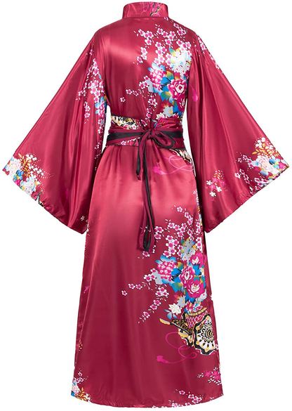 Japanese Anime Women'S Kimono Robe Geisha Yukata Sweet Dress Blossom Satin Bathrobe Sleepwear Fans Tabi Socks Set Apparel & Accessories > Clothing > Sleepwear & Loungewear > Robes Elibelle   