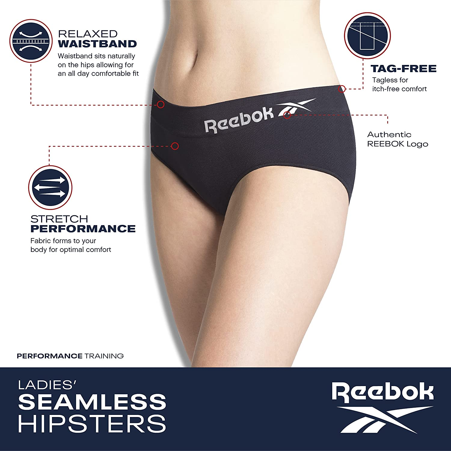 Reebok Women'S Underwear - Seamless Hipster Briefs (5 Pack) Apparel & Accessories > Clothing > Underwear & Socks > Underwear Reebok   