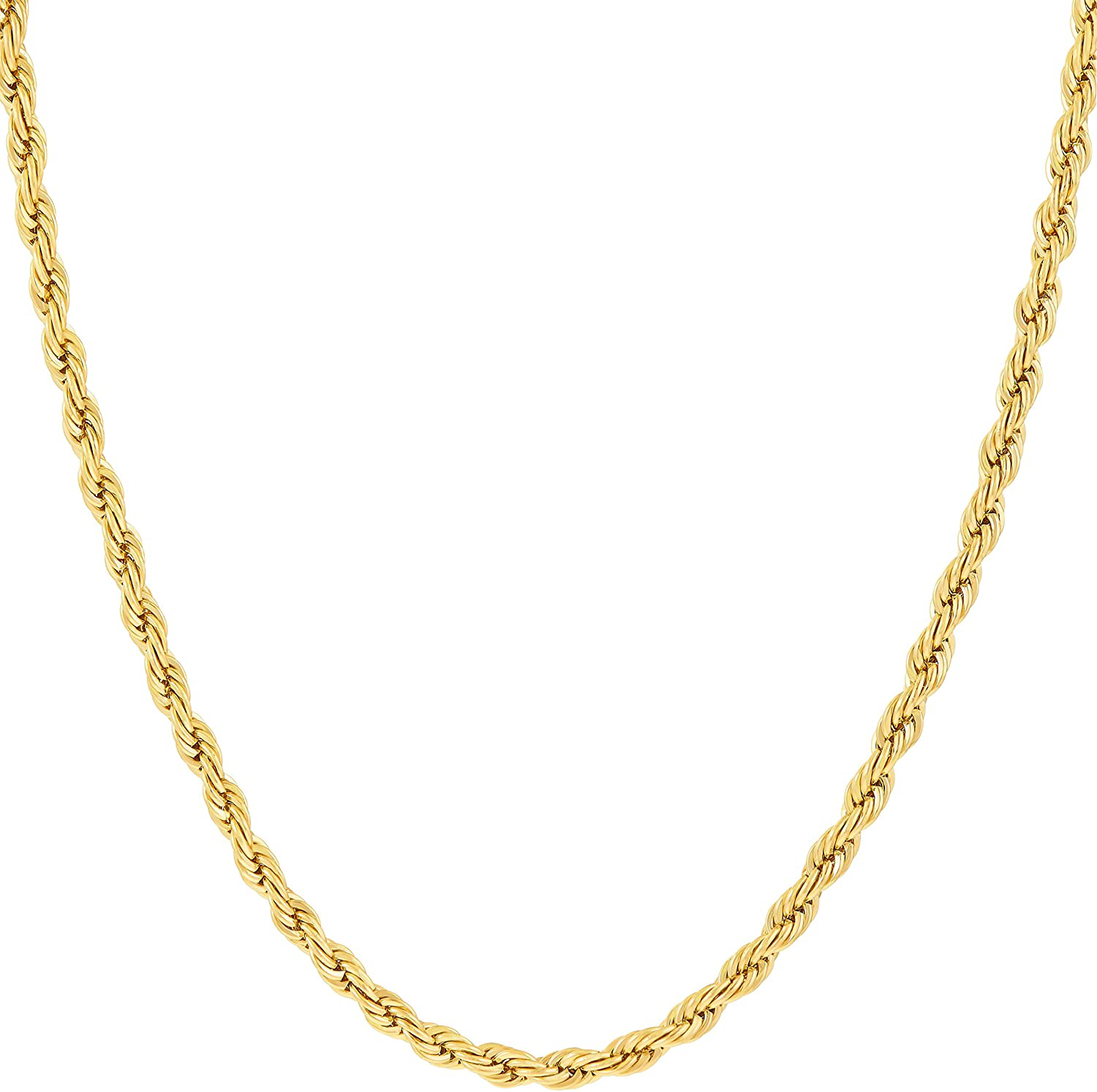 LIFETIME JEWELRY 2mm Rope Chain Necklace 24k Real Gold Plated for Women and Men Arts & Entertainment > Party & Celebration > Gift Giving LIFETIME JEWELRY Yellow Gold 36.0 Inches 