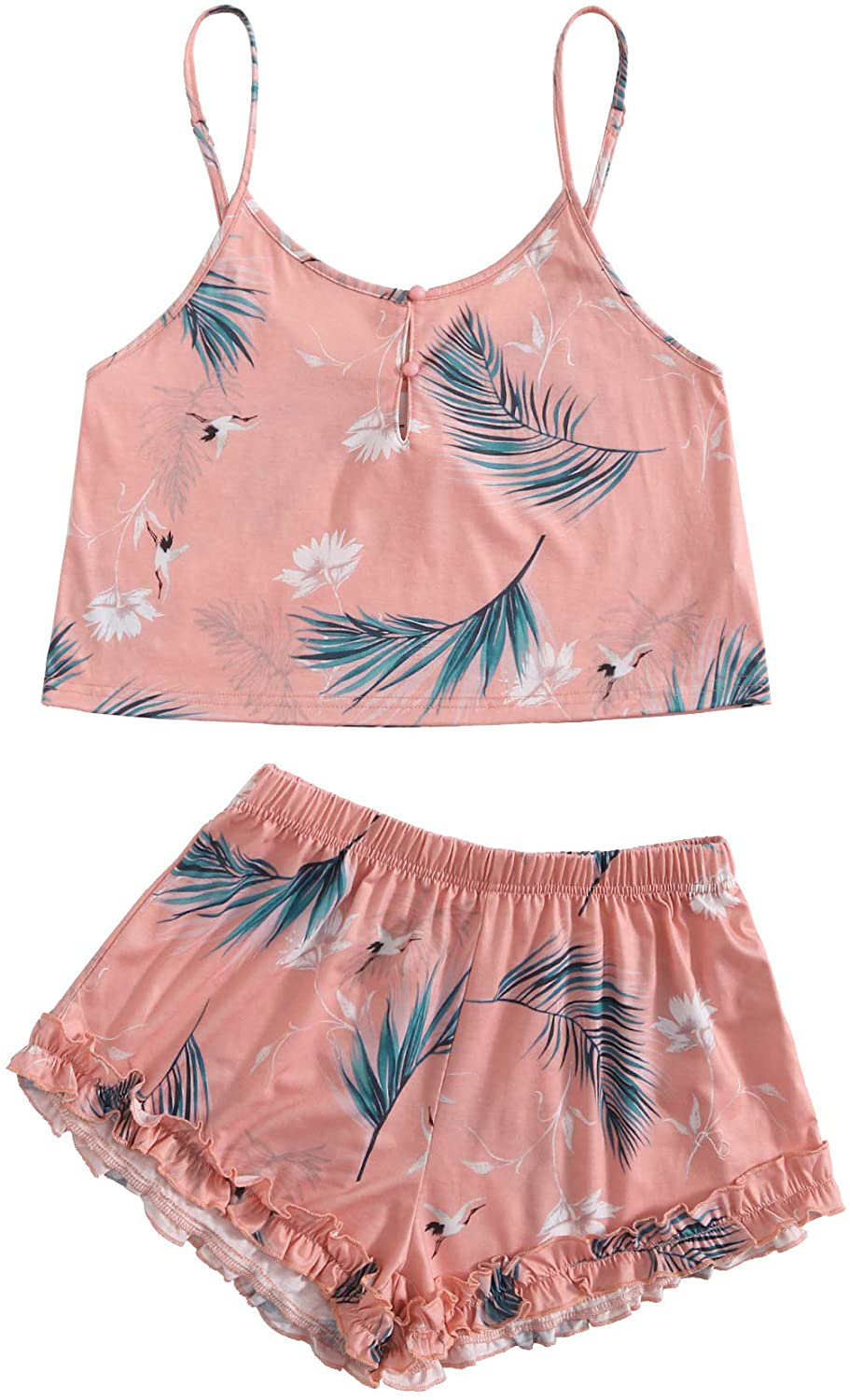 Shein Women'S Summer Floral Print Cami Top and Shorts Pajamas Set Apparel & Accessories > Clothing > Sleepwear & Loungewear Kylie Max   