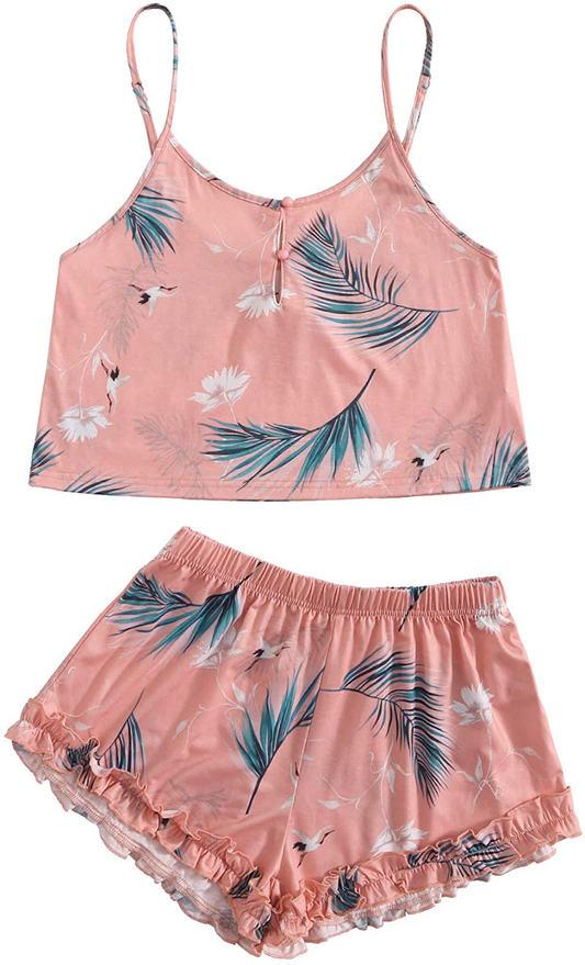 Shein Women'S Summer Floral Print Cami Top and Shorts Pajamas Set Apparel & Accessories > Clothing > Sleepwear & Loungewear Kylie Max   