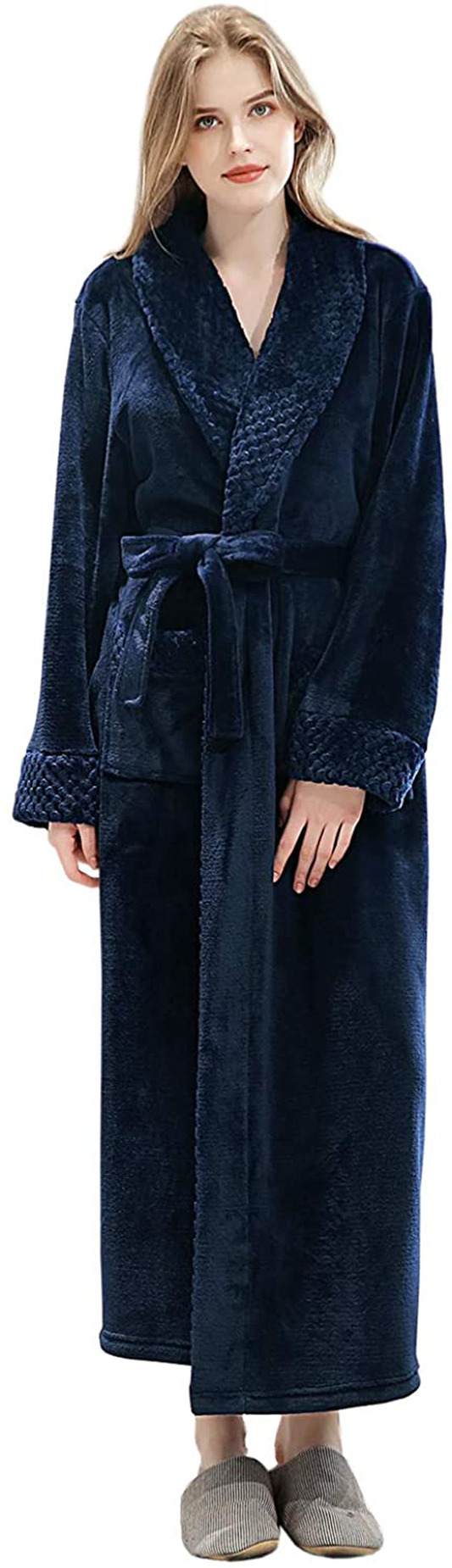 Long Bath Robe for Womens Plush Soft Fleece Bathrobes Nightgown Ladies Pajamas Sleepwear Housecoat Apparel & Accessories > Clothing > Sleepwear & Loungewear > Robes Kylie Max   