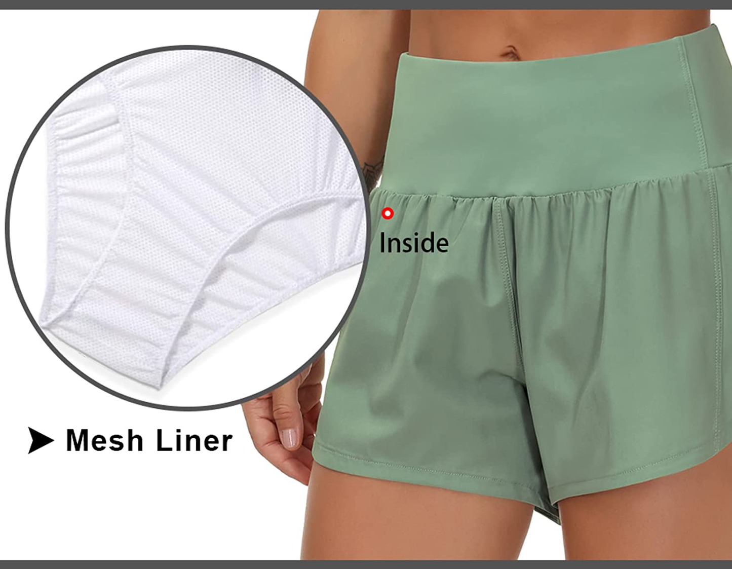 THE GYM PEOPLE Womens High Waisted Running Shorts Quick Dry Athletic Workout Shorts with Mesh Liner Zipper Pockets Apparel & Accessories > Clothing > Shorts Kylie Max   
