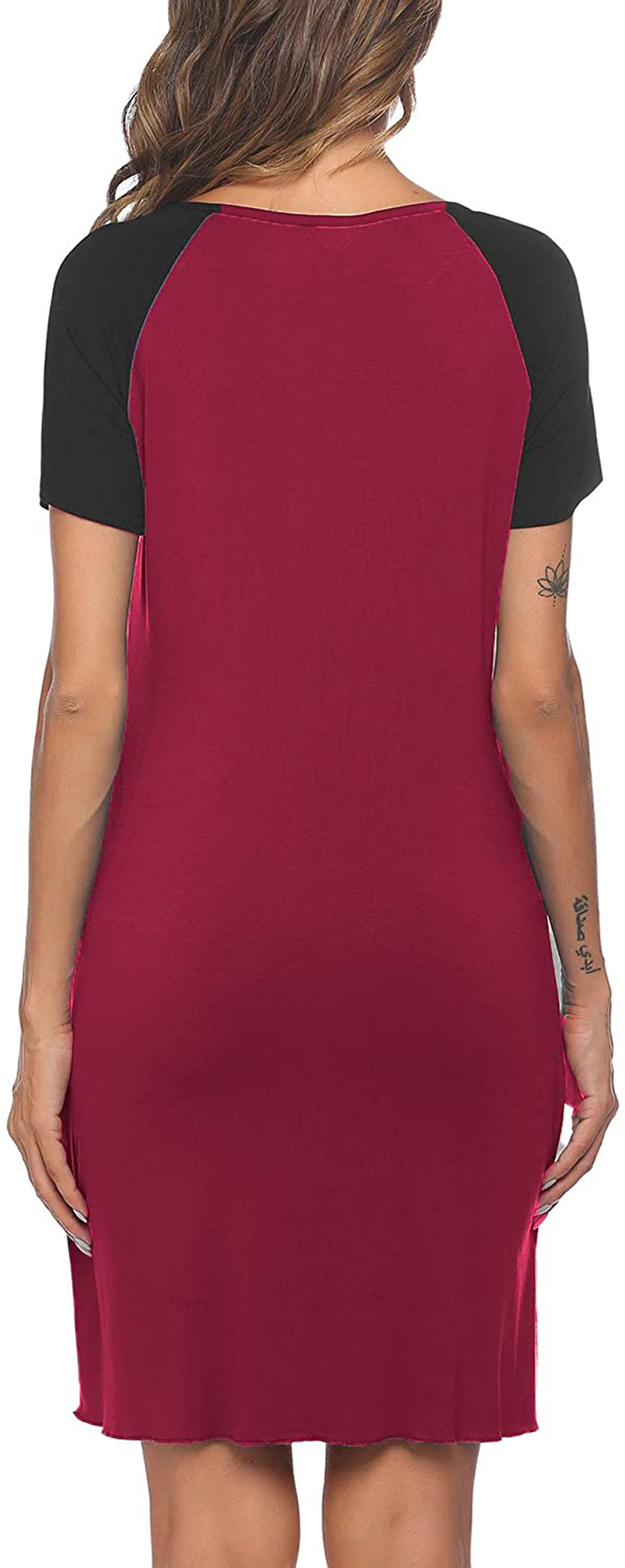 Ekouaer Women'S Nightgown Short Sleeve Sleepwear Comfy Sleep Shirt Pleated Scoopneck Nightshirt S-XXXL Apparel & Accessories > Clothing > Sleepwear & Loungewear > Nightgowns Kylie Max   