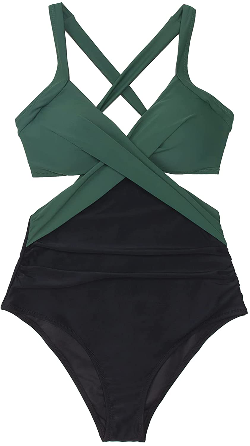 CUPSHE Women'S One Piece Swimsuit V Neck Colorblock Bathing Suit Apparel & Accessories > Clothing > Swimwear Kylie Max   