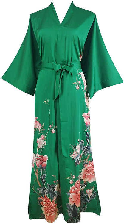 Ledamon Women'S Kimono Robe Long - Classic Pocket Floral Bathrobe Nightgown Apparel & Accessories > Clothing > Sleepwear & Loungewear > Robes Ledamon Emerald  