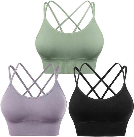 Evercute Cross Back Sport Bras Padded Strappy Criss Cross Cropped Bras for Yoga Workout Fitness Low Impact Apparel & Accessories > Clothing > Underwear & Socks > Bras Kylie Max   