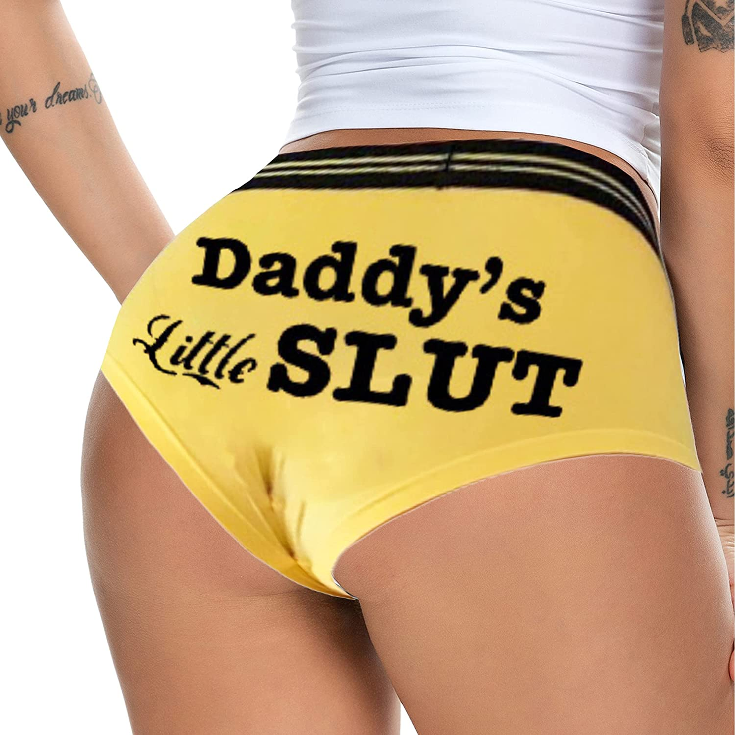 Women Regular & plus Size Yoga Booty Shorts Sexy Printed Sports Hot Pants Briefs Apparel & Accessories > Clothing > Underwear & Socks > Underwear JOINFUN Style-3-yellow 5X-Large 