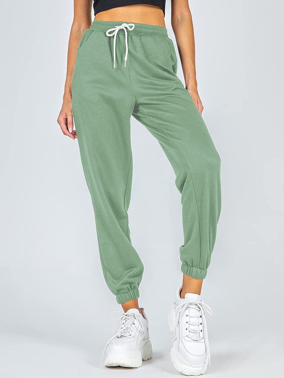 AUTOMET Women'S Cinch Bottom Sweatpants High Waisted Athletic Joggers Lounge Pants with Pockets Apparel & Accessories > Clothing > Activewear Kylie Max   