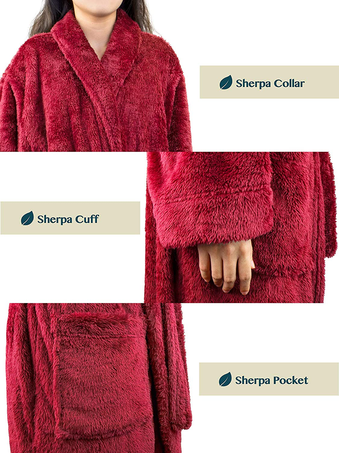 PAVILIA Premium Womens Plush Soft Robe Fluffy, Warm, Fleece Sherpa Shaggy Bathrobe Apparel & Accessories > Clothing > Sleepwear & Loungewear > Robes Kylie Max   