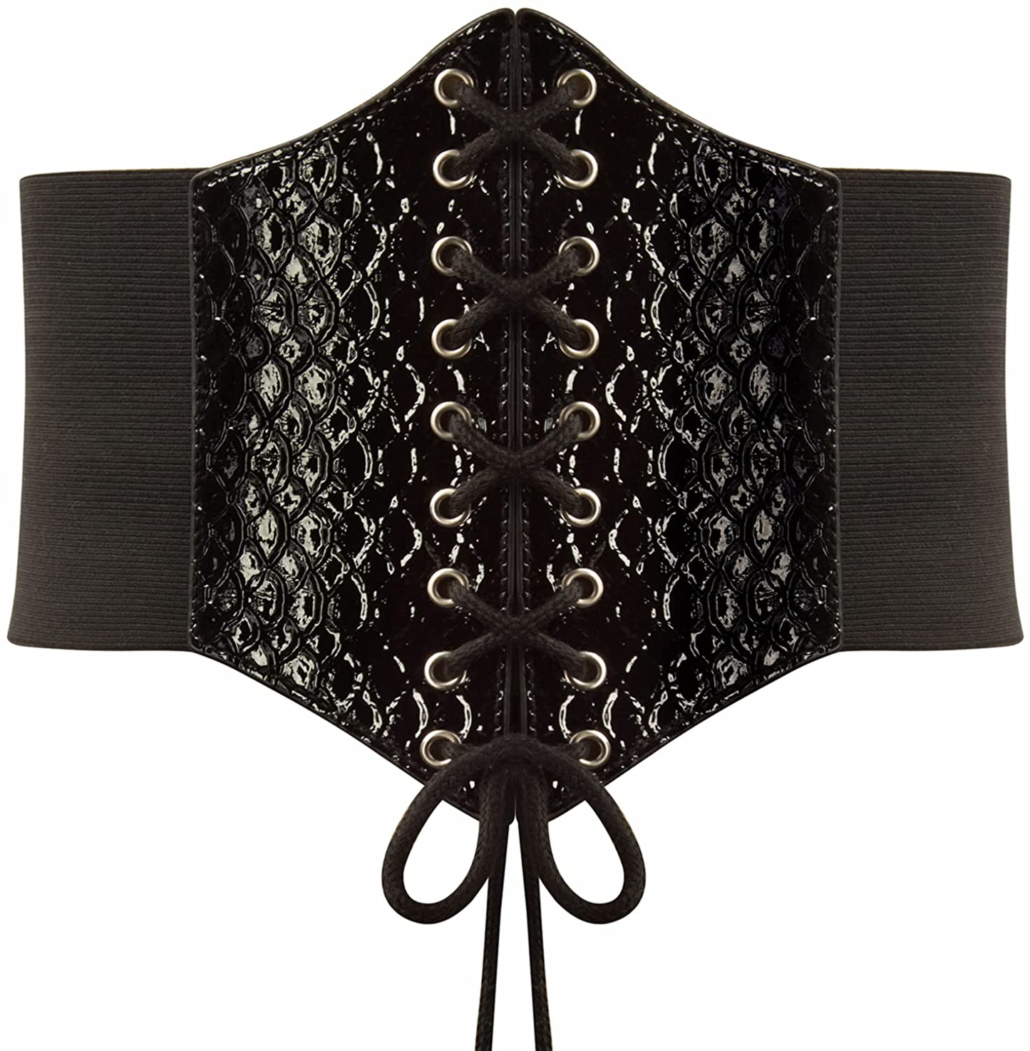 GRACE KARIN Lace-Up Cinch Belt Tied Corset Elastic Waist Belt Apparel & Accessories > Clothing Accessories > Belts GRACE KARIN Shinny Black#fish Scales Style Small 