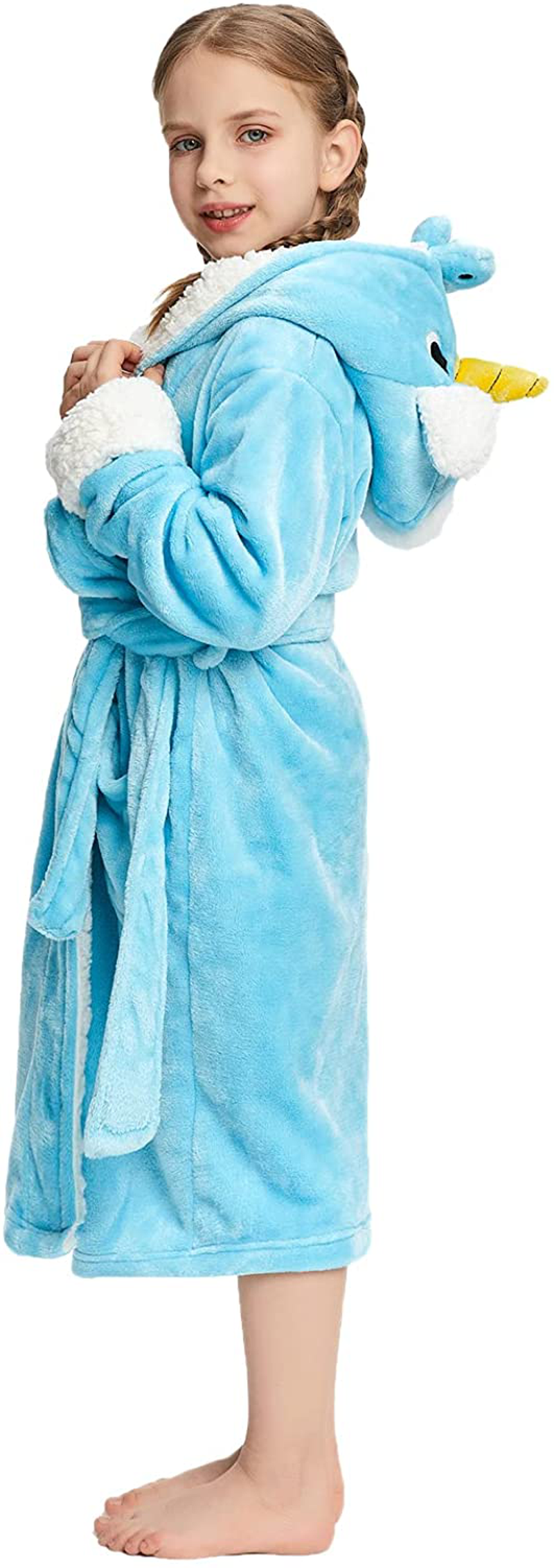NEWCOSPLAY Girls Robe Soft Hooded Bathrobe Sleepwear Loungewear Gifts for Girls Toddler Kids Apparel & Accessories > Clothing > Sleepwear & Loungewear > Robes Kylie Max   