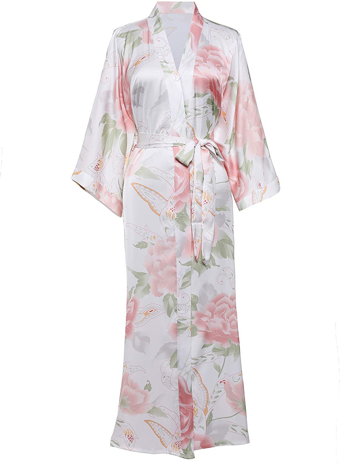 BABEYOND Long Print Kimono Robe Blouse Kimono Cover up Loose Cardigan Top Outwear Apparel & Accessories > Clothing > Sleepwear & Loungewear > Robes KYLIE MAX White  