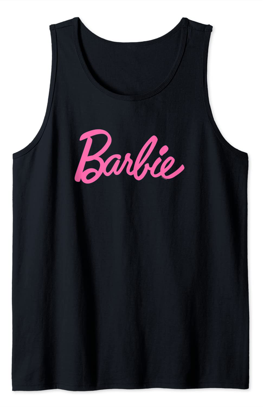Barbie Classic Pink Logo Tank Top Apparel & Accessories > Clothing > Activewear Kylie Max   