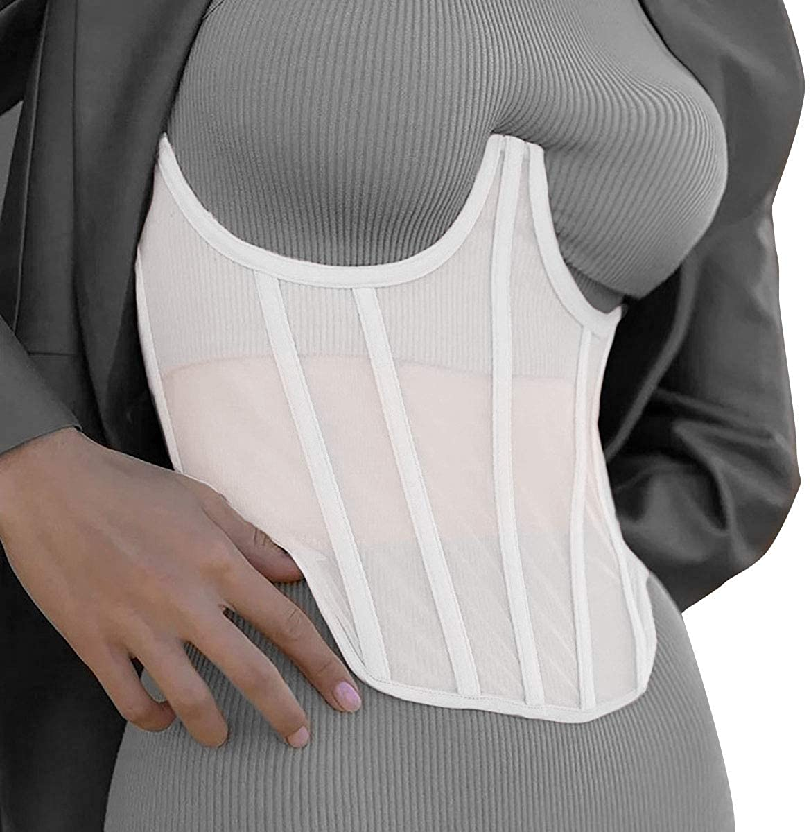 Topmelon Women Renaissance Underbust Corset Mesh Lace Corset Waist Cincher Oil Painting Bustier Apparel & Accessories > Clothing > Underwear & Socks > Lingerie TOPMELON   