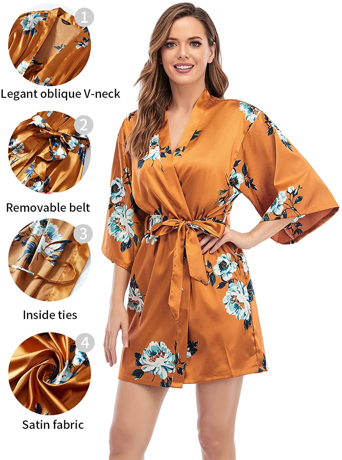 Escalier Womens Silk Satin Pajamas Set 2Pcs Silky Pj Sleepwear Lapel Loungewear Apparel & Accessories > Clothing > Sleepwear & Loungewear > Robes Escalier   