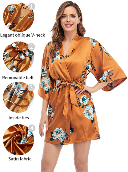 Escalier Womens Silk Satin Pajamas Set 2Pcs Silky Pj Sleepwear Lapel Loungewear Apparel & Accessories > Clothing > Sleepwear & Loungewear > Robes Escalier   