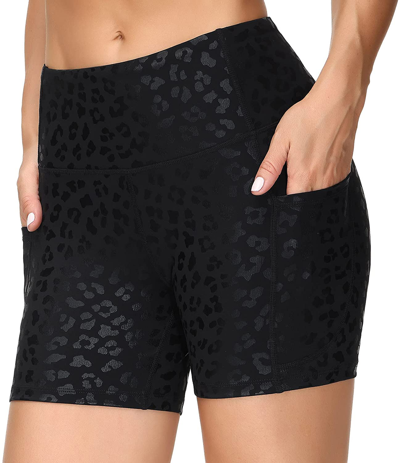THE GYM PEOPLE High Waist Yoga Shorts for Women'S Tummy Control Fitness Athletic Workout Running Shorts with Deep Pockets Apparel & Accessories > Clothing > Shorts Kylie Max   